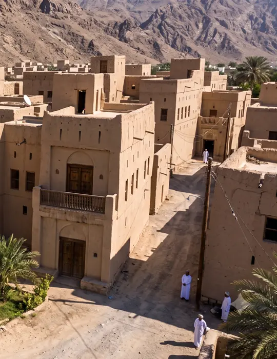 Traditional mud-brick architecture in Al Hamra