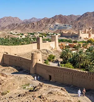 Section of the 12-km mud-brick defensive wall that rings the Bahla oasis