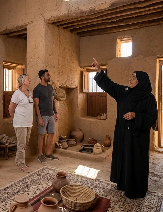Guests visiting the traditional rooms of Bait Al Safah