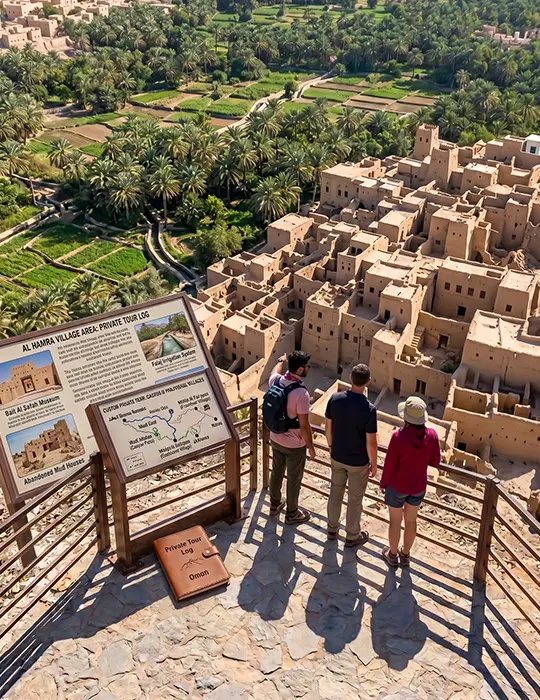 Custom private Oman tour combining mountain viewpoints with traditional villages