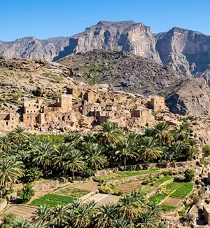 Scenic mountain villages and landscapes near Al Hamra, Oman