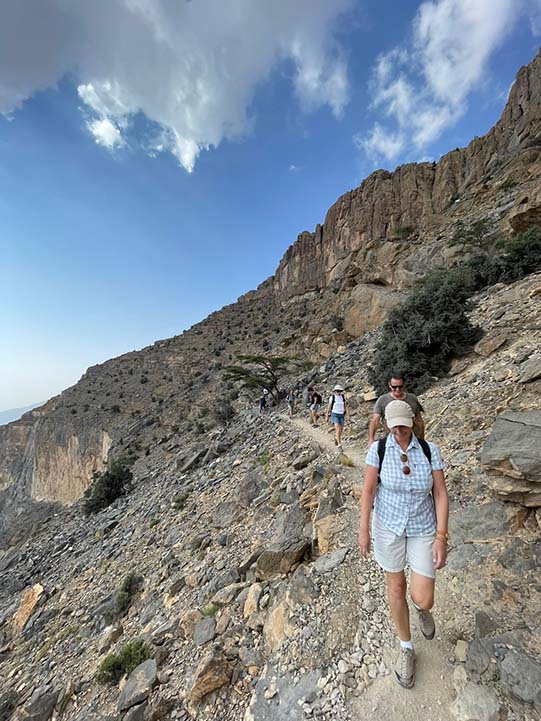 Gusest walking in the Balcony Walk, Jabal Shams