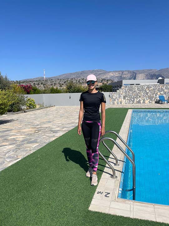 a girl near swimming pool of Jebel Shams