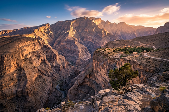 Dramatic mountain landscape at Jebel Shams in Oman