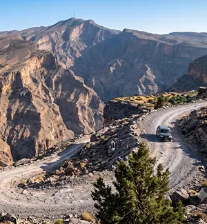 High mountain road at Jebel Shams in Oman
