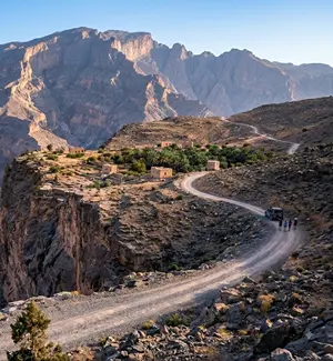 Mountain road and rugged terrain near Jebel Shams
