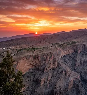 Sunset over Jebel Shams in Oman