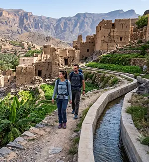 Walking trail near Misfat Al Abriyyin village in Oman