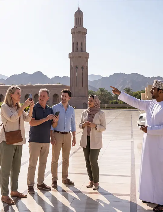 Guests enjoying a private guided Muscat city tour