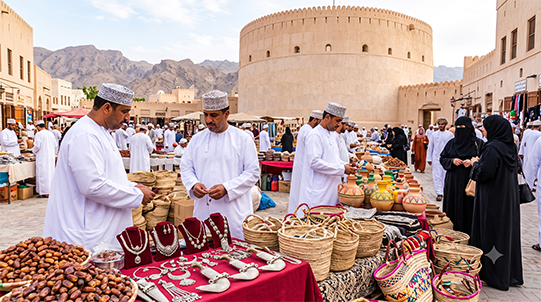crowd in nizwa souq