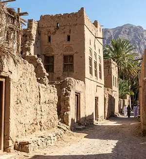 Old Al Hamra village streets near Bait Al Safah in Oman