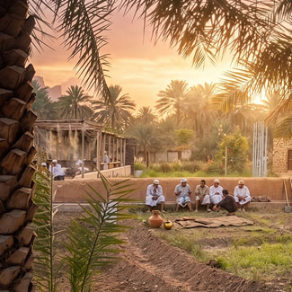Traditional Omani village among date palms