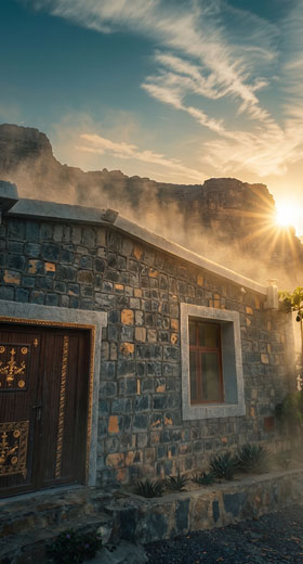 Jebel Shams Villa at sunrise