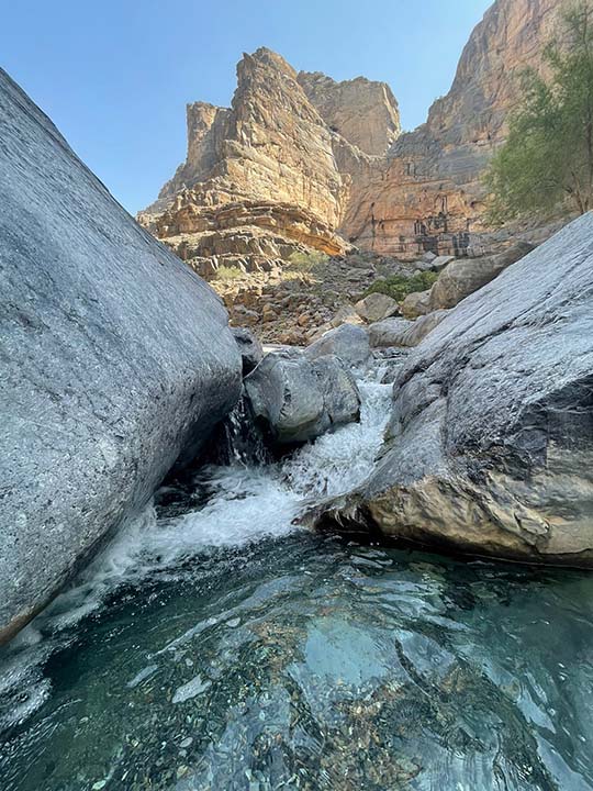 pool view during wadi ghul adventure tour