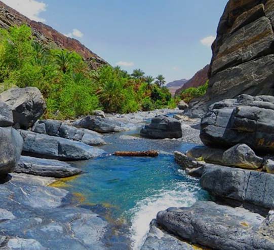 pool view during wadi ghul adventure tour